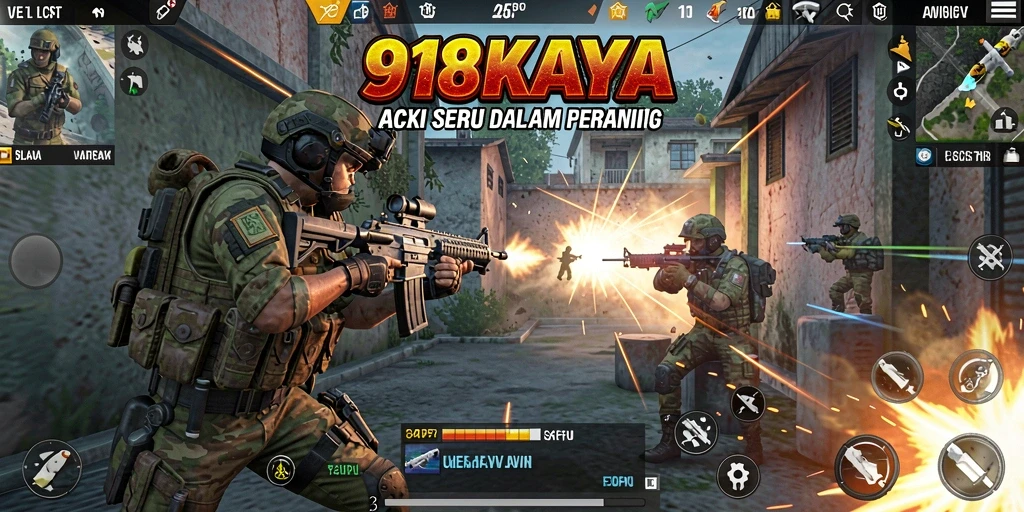 Screenshot gameplay yang menunjukkan aksi tembak-menembak di 918KAYA.