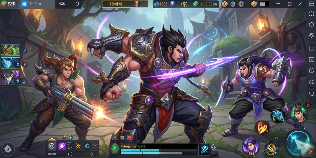 Screenshot gameplay 9ZK menampilkan aksi seru dalam pertempuran MOBA.