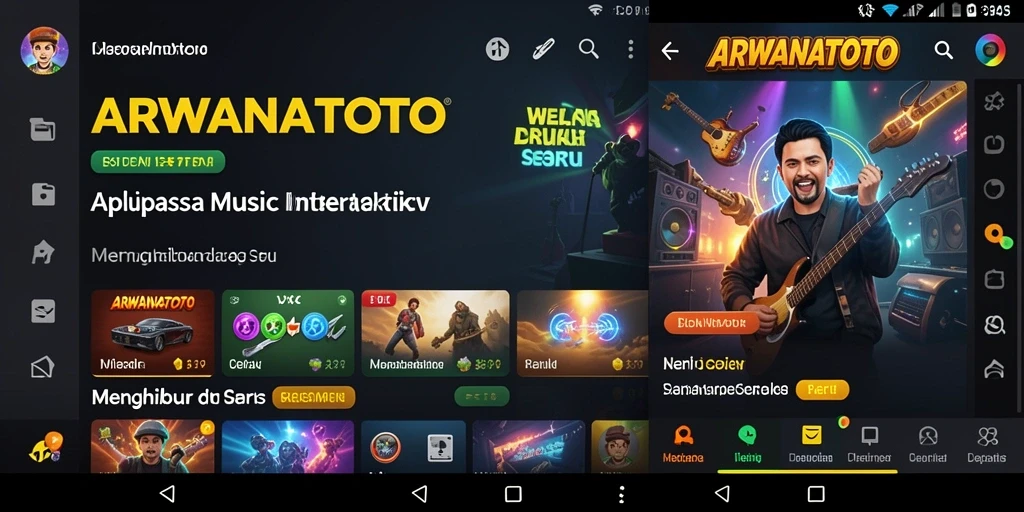 Screenshot gameplay ARWANATOTO menunjukkan interaksi pemain dengan musik.