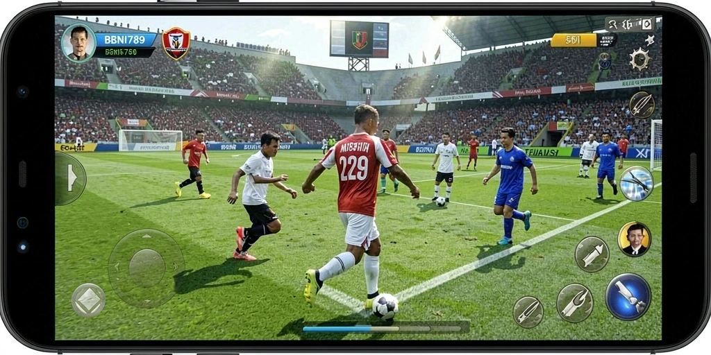 Tampilan gameplay BNI789 yang seru dan mendebarkan di lapangan sepak bola.