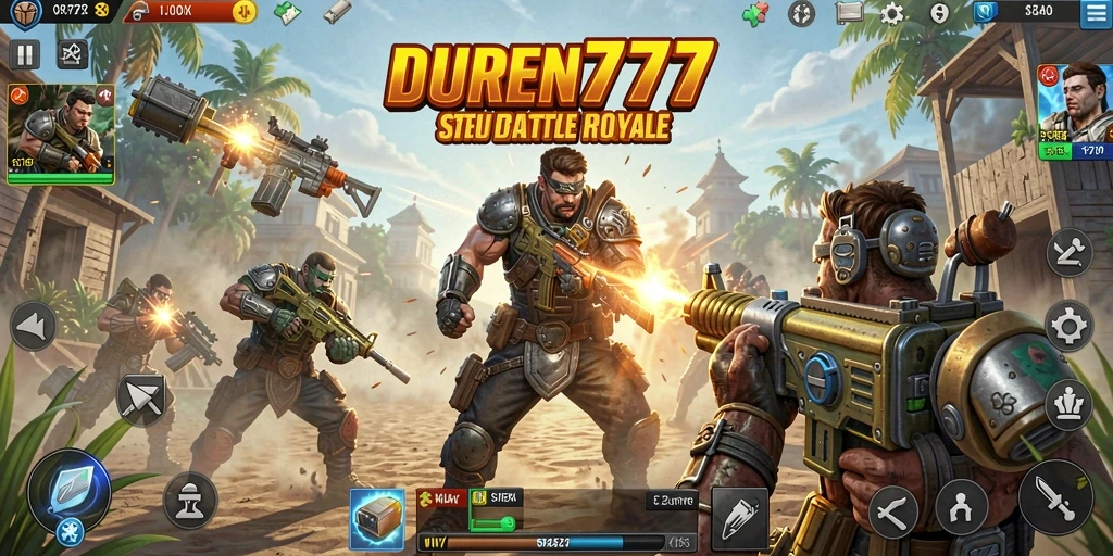Screenshot menampilkan aksi seru dalam gameplay Battle Royale DUREN777.