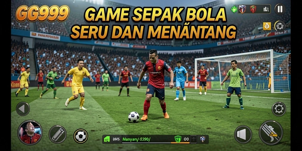 Tampilan permainan GG999 yang intens dan mendebarkan saat bermain sepak bola.