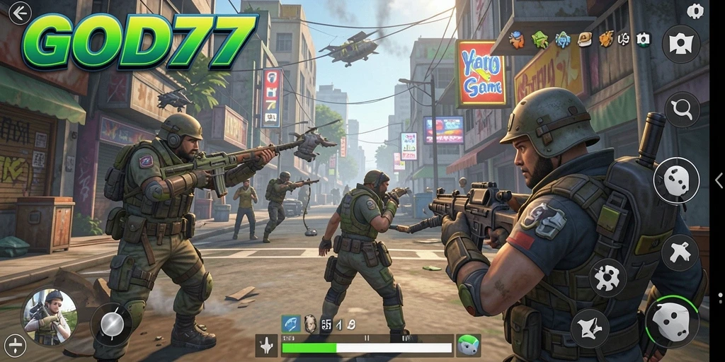Tangkapan layar gameplay GOD77 menampilkan aksi simulasi yang mendebarkan.