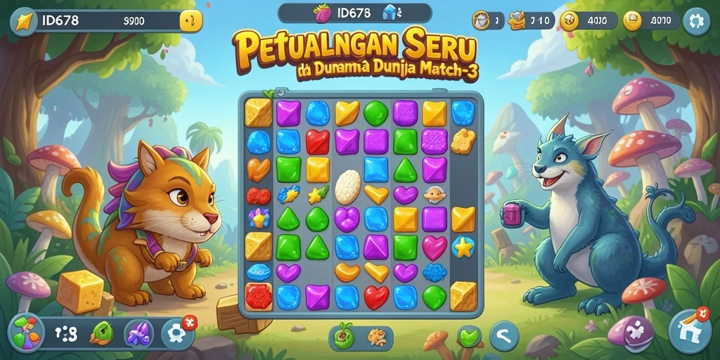 Gameplay seru dan penuh warna di ID678 Match-3.