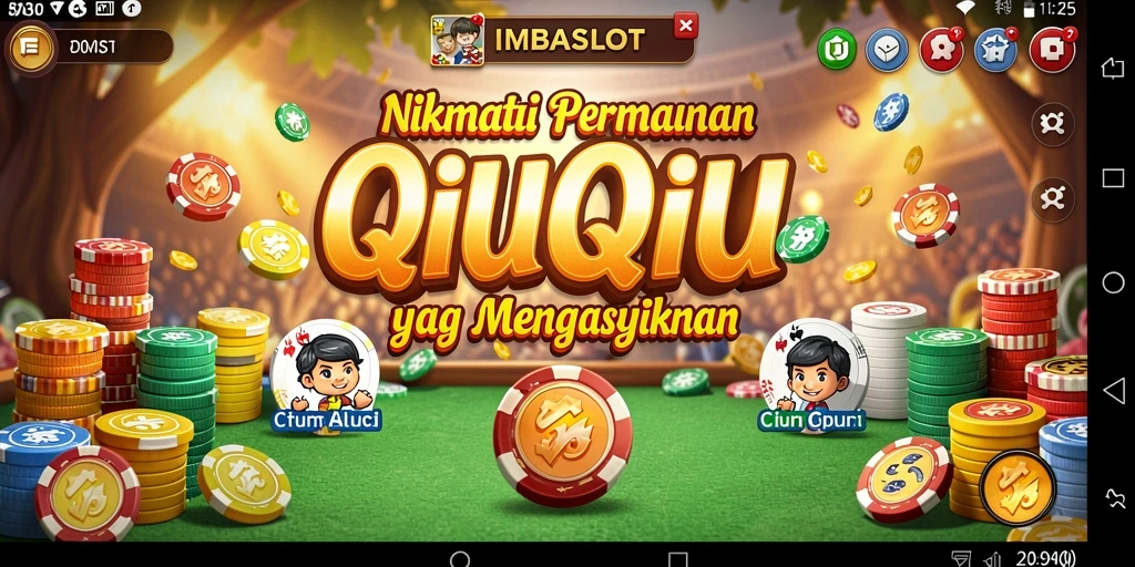 Screenshot utama IMBASLOT menampilkan aksi seru permainan QiuQiu.