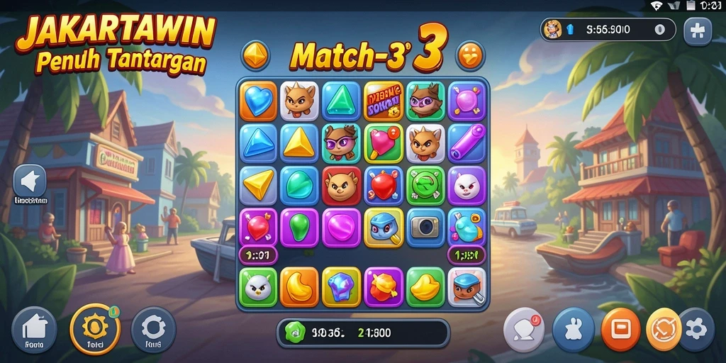 Tampilan gameplay JAKARTAWIN yang penuh warna dan menarik.