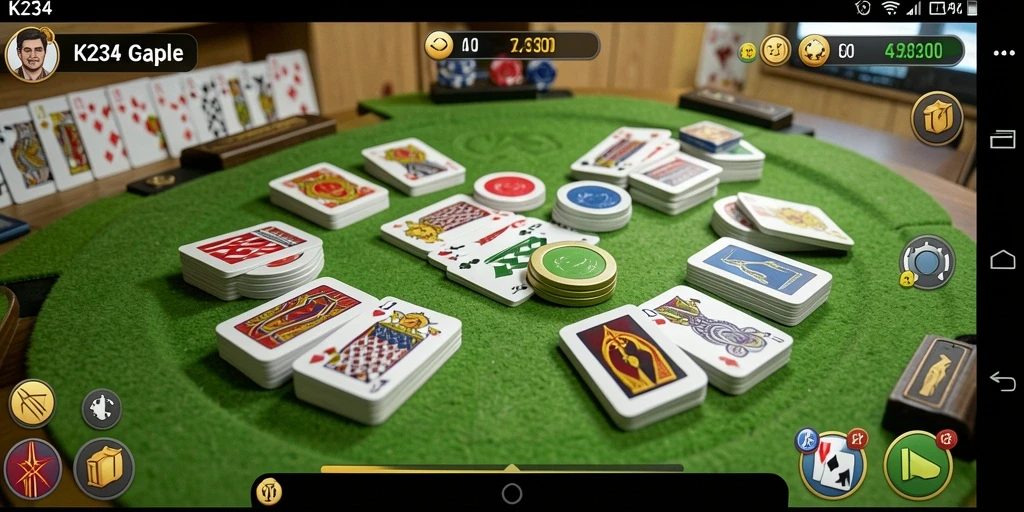 Tampilan gameplay seru dalam K234 saat bermain Gaple.