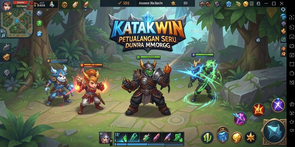 Tangkapan layar KATAKWIN menampilkan aksi pertempuran seru di dunia MMORPG.