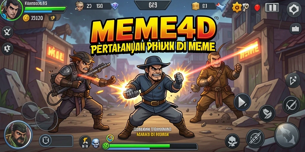 Tampilan gameplay seru dalam MEME4D dengan karakter bertarung unik.
