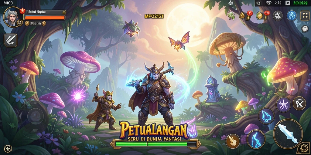 Tampilan gameplay <strong>MPO2121</strong> saat menjelajahi dunia fantasi yang penuh teka-teki.