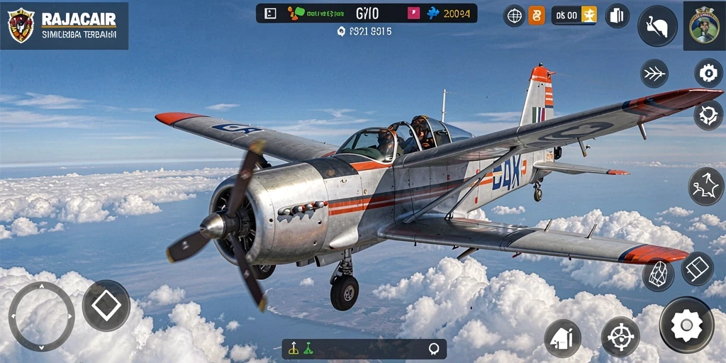 Gameplay RAJACAIR yang mendebarkan dengan pemandangan langit yang indah.
