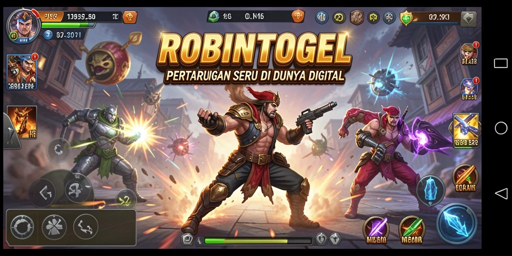 Tampilan gameplay ROBINTOGEL dengan pertarungan yang mendebarkan.