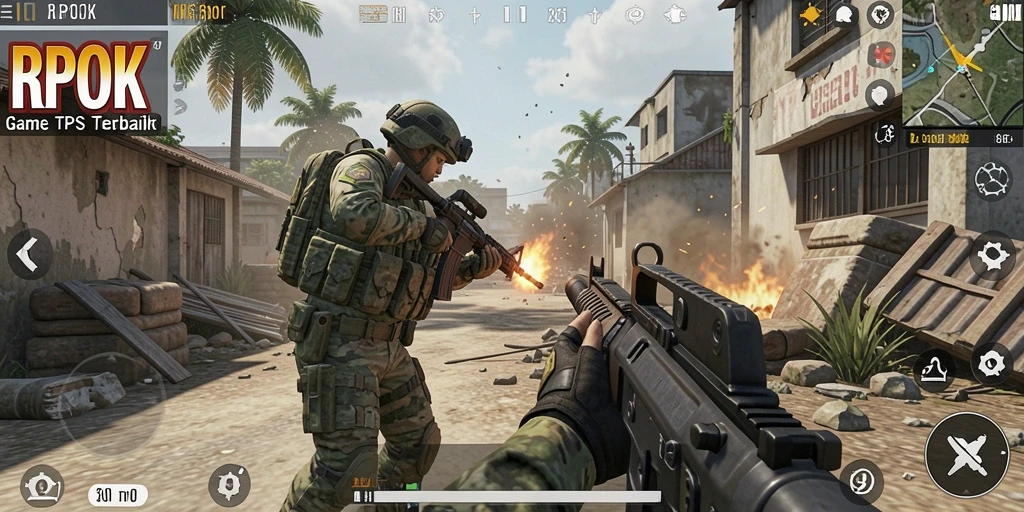 Tampilan seru gameplay RPOK dalam pertempuran TPS.