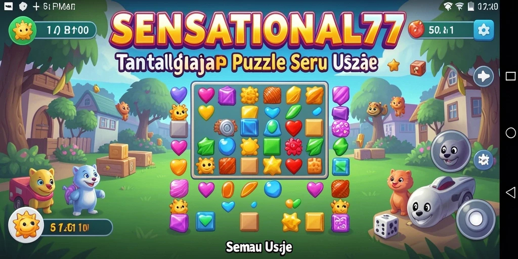Screenshot gameplay SENSATIONAL77 menampilkan tantangan puzzle yang menarik.