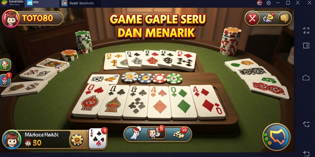 Tampilan gameplay TOTO80 yang seru dalam permainan Gaple.
