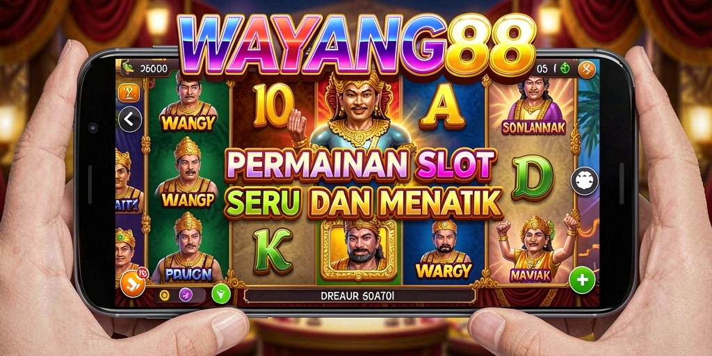 Screenshot utama WAYANG88 menampilkan gameplay Slot yang seru dan penuh warna.